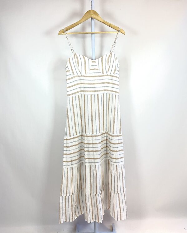 Vestido midi branco com listras e fios de lurex ATEEN - 40