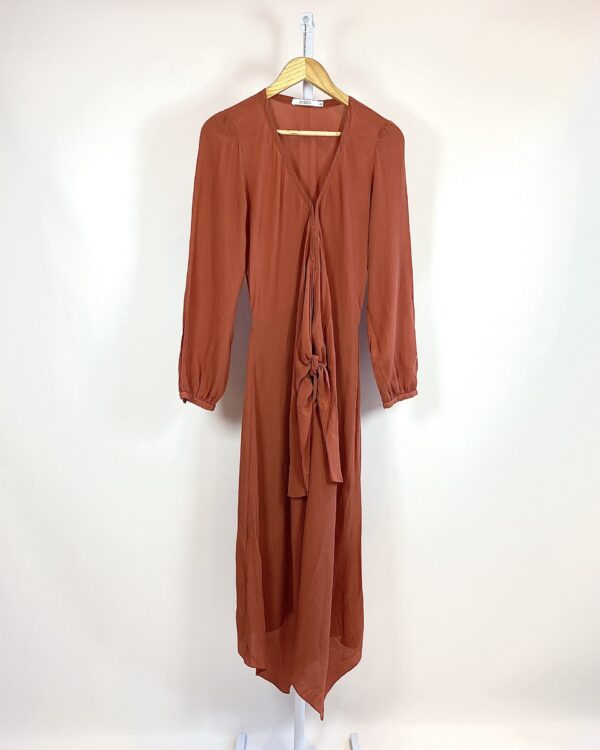 Vestido midi laranja de seda ATEEN - 42