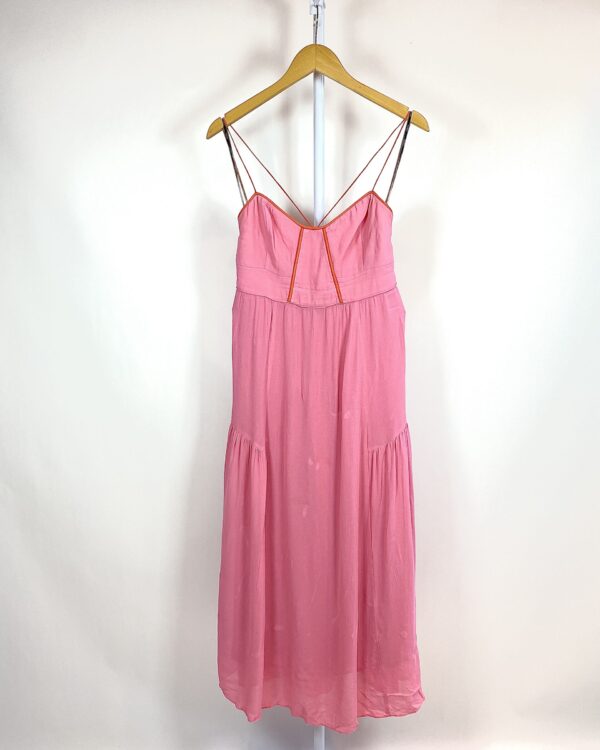 Vestido midi rosa com detalhe laranja ANIMALE - 40