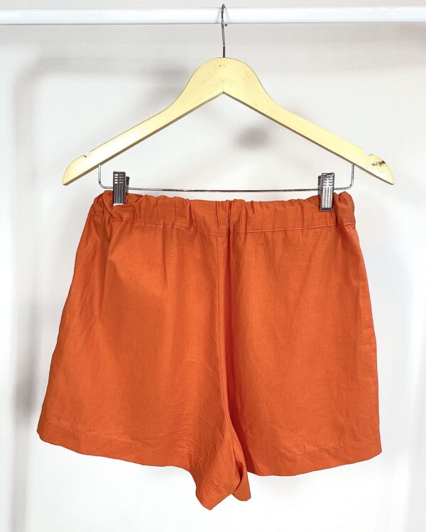 Short algodão laranja elástico cintura - P