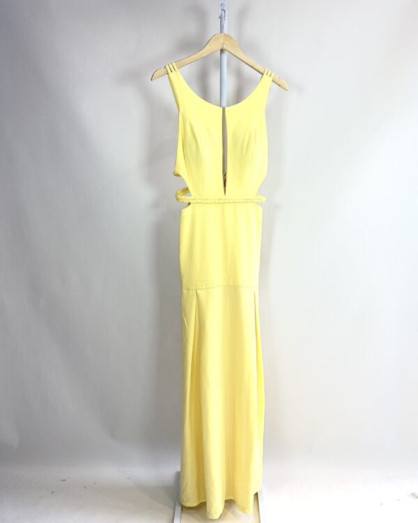 Vestido longo amarelo recortes na cintura PARTY BRAND - P - VENDIDO SISTEMA OTO