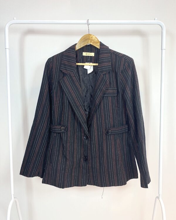Blazer preto risca de giz HELI - M - VENDIDO SISTEMA OTTO