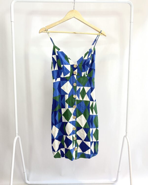 Vestido curto verde e azul FARM - P