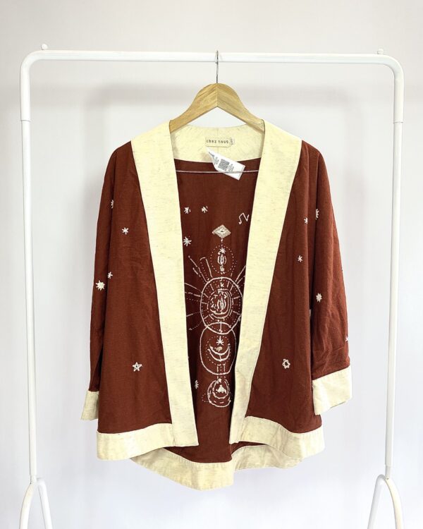 Kimono marrom e bege bordado CHEZ NOUS - U - VENDIDO SISTEMA OTO