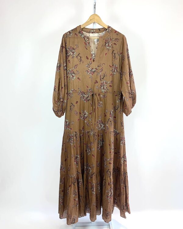 Vestido longo marrom com estamp SISSA - 40 - VENDIDO SIST OTO