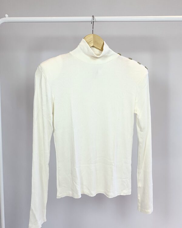 Blusa de malha canelada com ombreia PUSCO - P - VENDIDO SISTEMA OTO