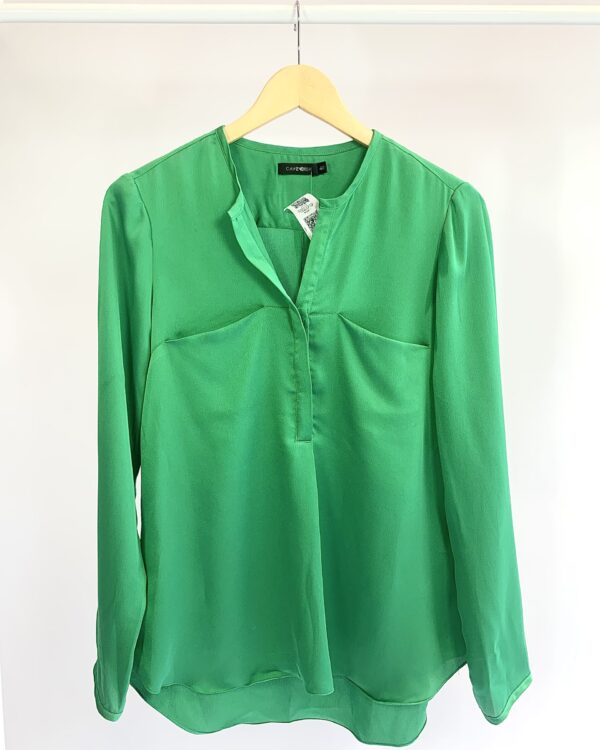 Blusa acetinada verde bandeira manga longa CAVENDISH - 40 - VENDIDO SIST OTO