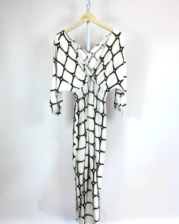 Vestido midi com estamp e manga comprida LINNEN - G