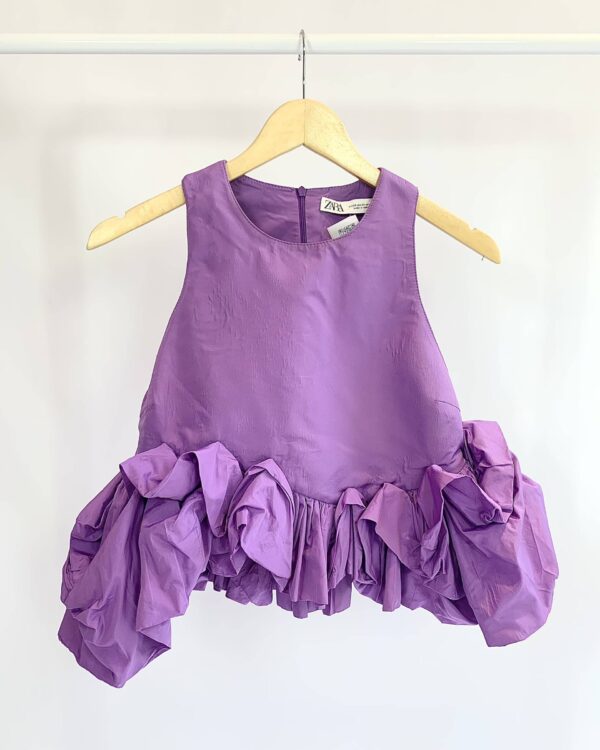 Top roxo chiffon babado barra ZARA - PP