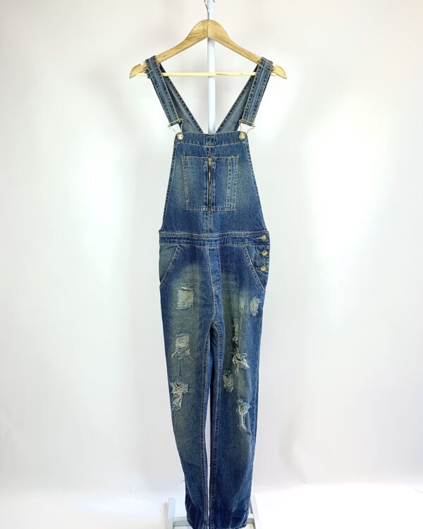 Jardineira jeans com rasgados AQUAMAR - M VENDIDO SISTEMA OTO