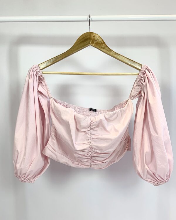 Cropped algodão manga longa bufante rosa claro LE BOG - 38 - VENDIDO SISTEMA OTO