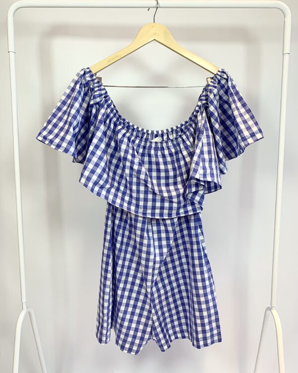 Macaquinho ombro a ombro xadrez vichy azul AHKA - P - VENDIDO SISTEMA OTO