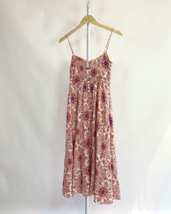 Vestido midi off estampa mandala rosa, laranja e roxo ZARA - PP