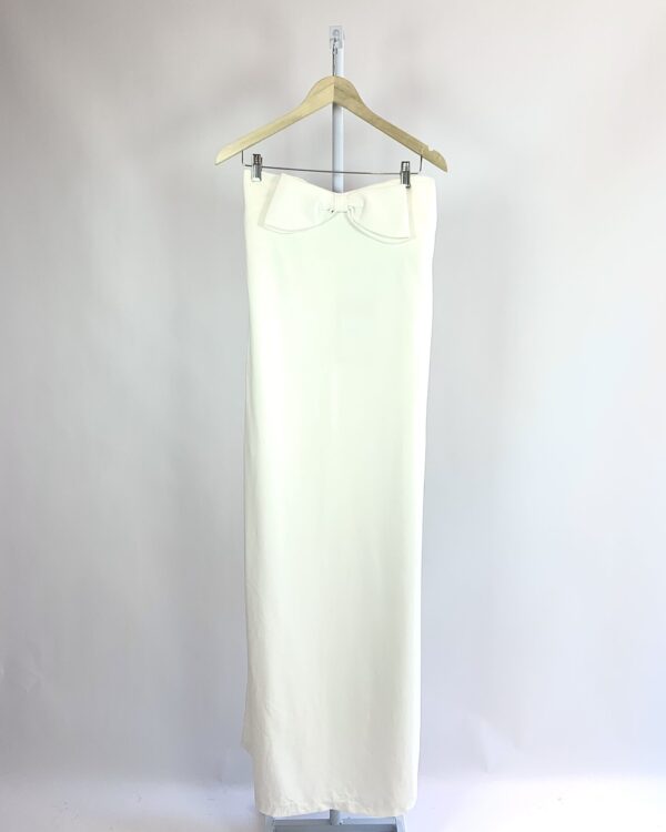 Vestido longo off white laço no decote ADRIANA DEGREAS - P (nunca usado)