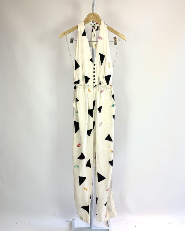 Macacão frente única cru estampado DRESS TO - M - VENDIDO SISTEMA OTO