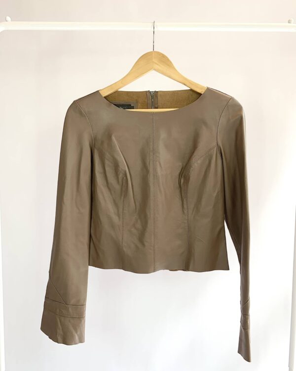 Blusa de couro marrom ABRAND - 38 - VENDIDO SIST OTO