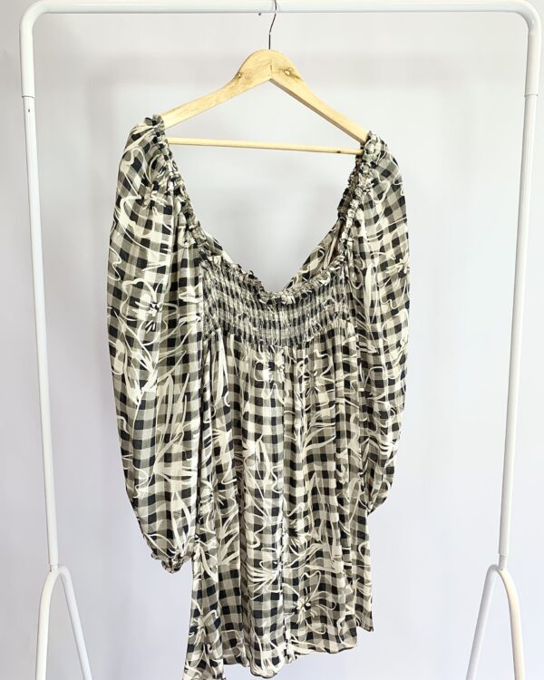 Vestido curto xadrez vichy manga bufante ANIMALE - 40 - VENDIDO SISTEMA OTO