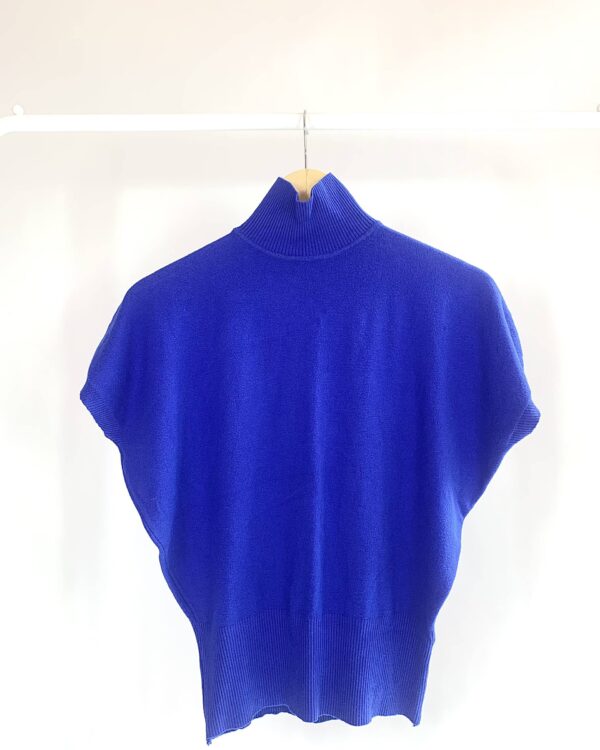 Blusa morcego tricot azul bic AMARAM - P - VENDIDO SISTEMA OTO