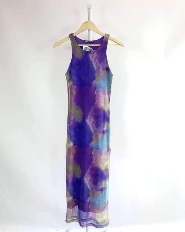 Vestido midi tule degradê roxo ZARA - P - VENDIDO SISTEMA OTO