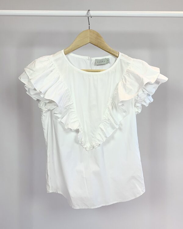 Blusa branca com babado FEDRA - 36 - VENDIDO SISTEMA OTO