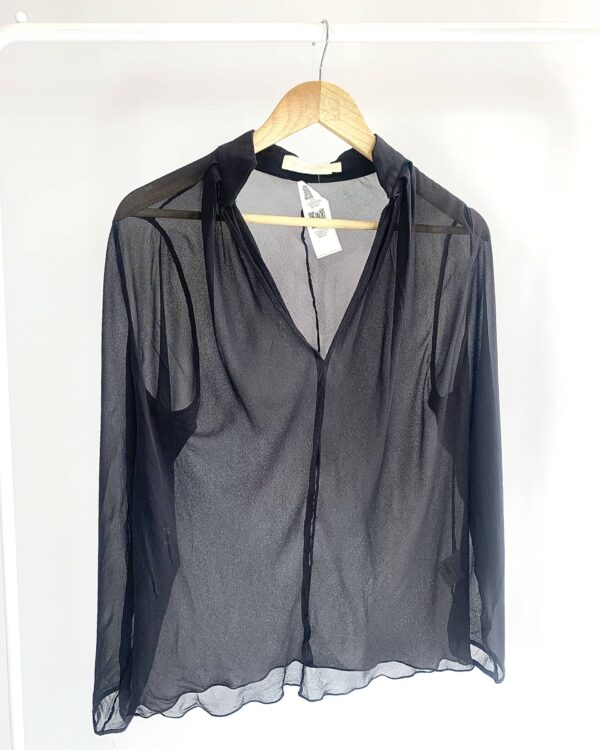 Blusa seda preta transparência CRIS BARROS - 36 - VENDIDO SISTEMA OTO