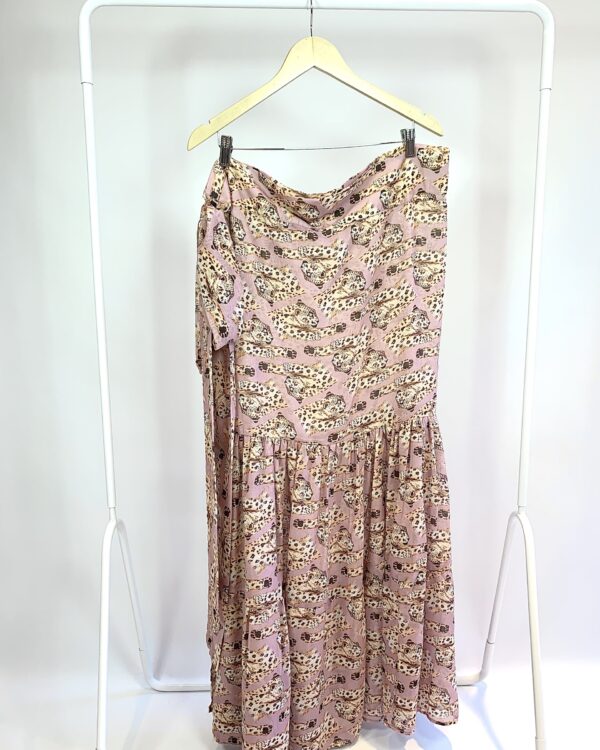 Saía longa transpassada transparência rosê estampa onça CAROL KUCHER - U