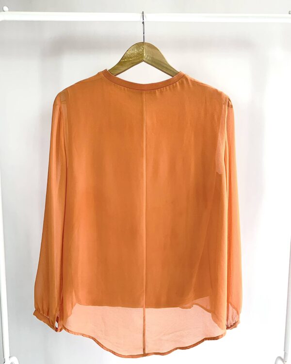 Blusa laranja manga longa com tranparência ZARA - P - VENDIDO SISTEMA OTO