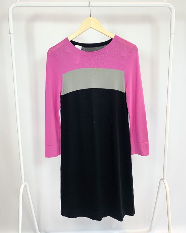 Vestido tricot manga longa preto, cinza e rosa DIANE VON FURSTENBERG - P - VENDIDO SISTEMA OTO