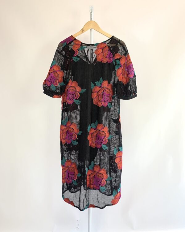 Vestido de tela com estamp flor ABRAND - P - VENDIDO SIST OTO