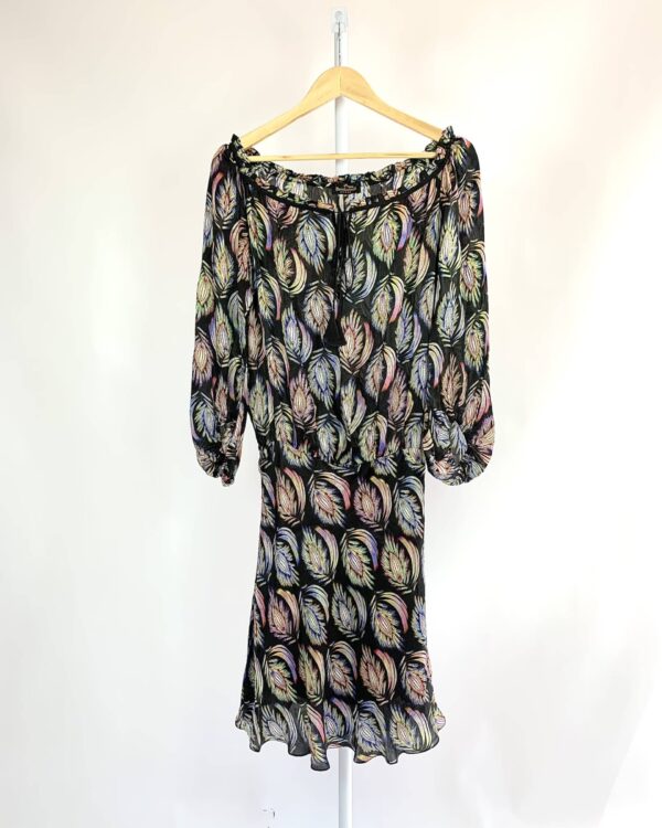 Vestido curta azul marinho com estamp seda BROOKSFIELD - P - VENDIDO SDISTEMA OTO