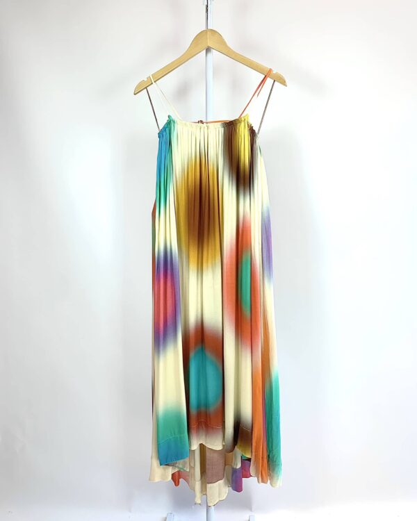 Vestido bege com tons coloridos NADRUZ + PITANGA - M