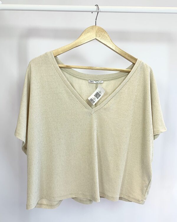 Blusa cropped beje ZARA -M - VENDIDO SISTEMA OTO