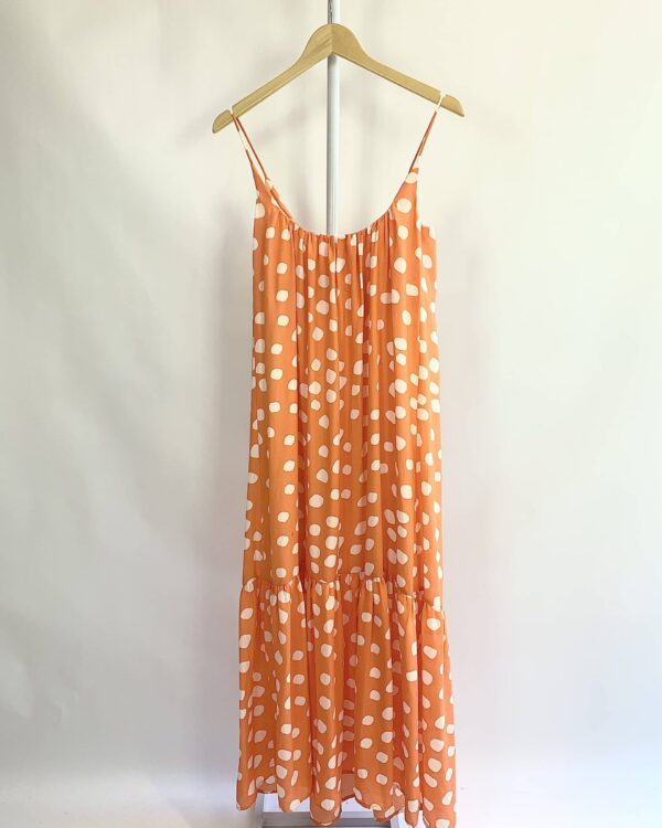 Vestido longo laranja poá LOJA 3 - PP