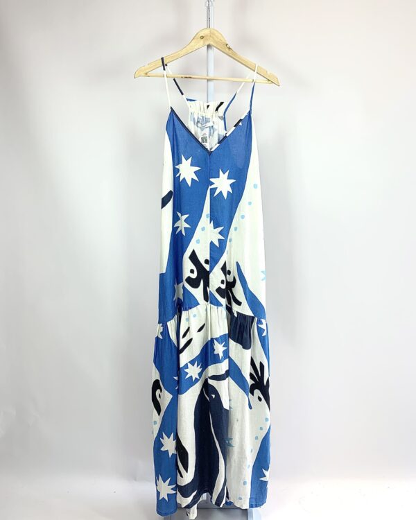 Vestido midi com estamp tons de azul WASABI - G - VENDIDO SISTEMA OTO