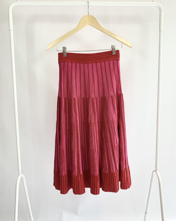 Saia midi tricot vermelho e rosa DOCE DE CÔCO - P
