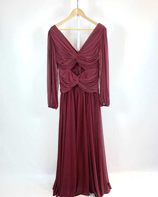 Vestilo tule longo festa bordô recorte na frente BI BIAN - G - VENDIDO SIST OTO