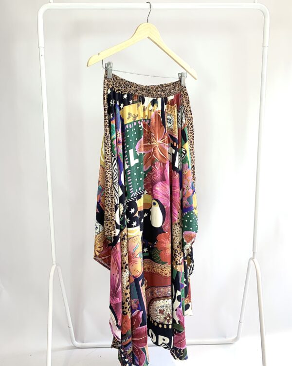 Saia midi godê assimétrica patchwork mix estampa FARM - M