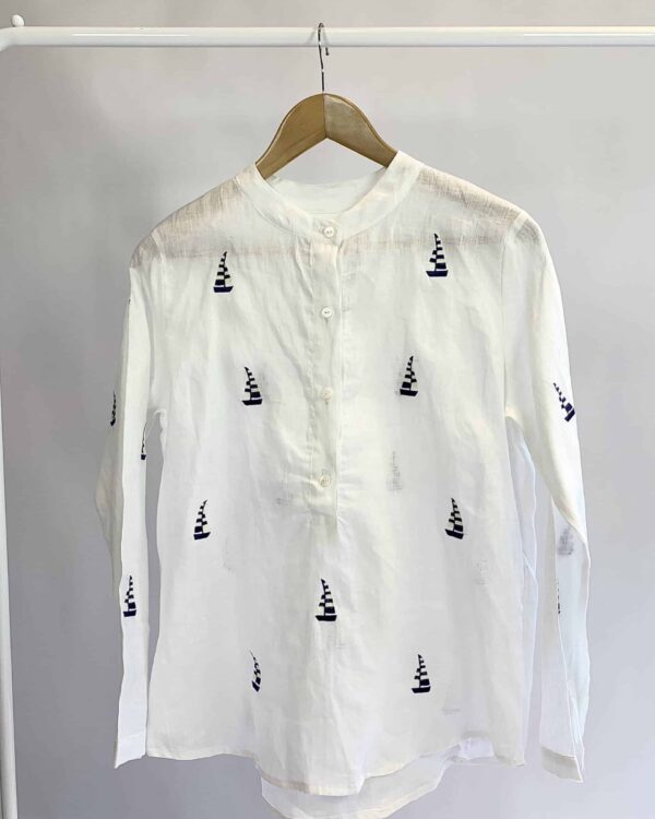 Blusa branca com listra azul marinho THE - PP