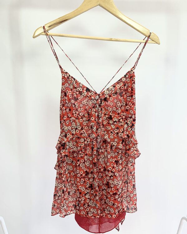 Regata alcinha vermelha estampa floral - 40