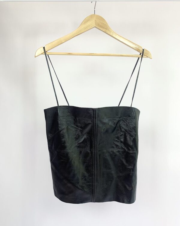 Blusa couro preta alcinha ANIMALE - 38 - VENDIDO SISTEMA OTO