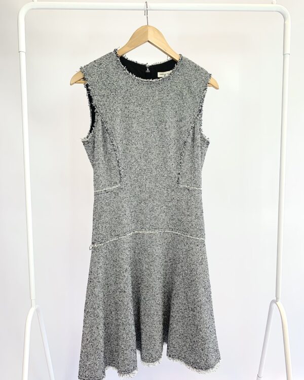 Vestido curto de tweed preto e branco REBECA TAYLOR - M - VENDIDO SISTEMA OTO