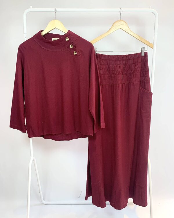 Conjunto calça e blusa bordo JACOBINE - M - VENDIDO SISTEMA OTO
