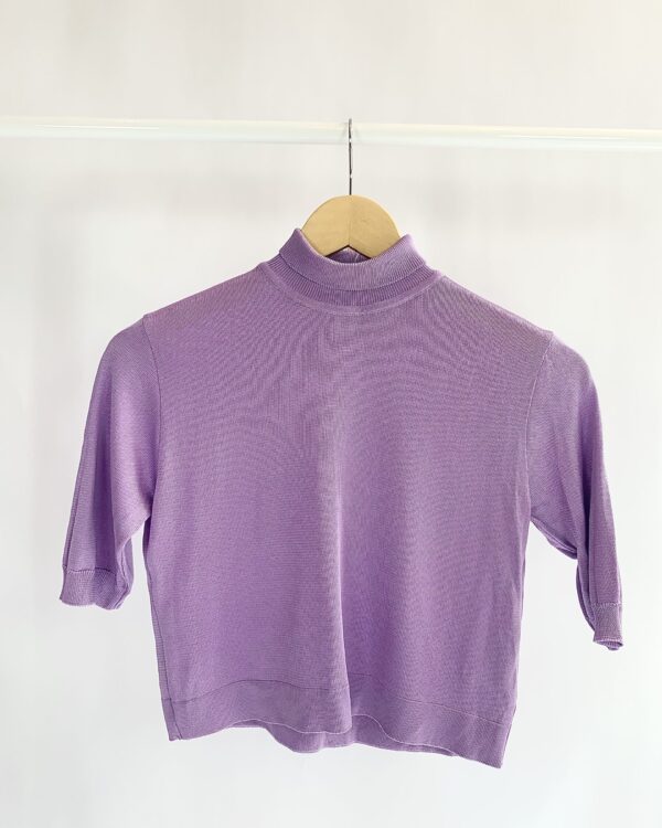 Blusa tricot cropped lilás EVA - P - VENDIDO SISTEMA OTO