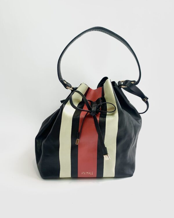 Bolsa saco média preta listras off e vermelho ANIMALE - U
