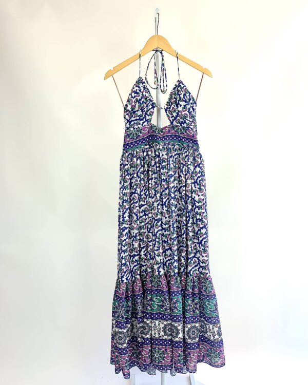 Vestido longo estampado recorte no busto SKAZI - M (nunca usado)