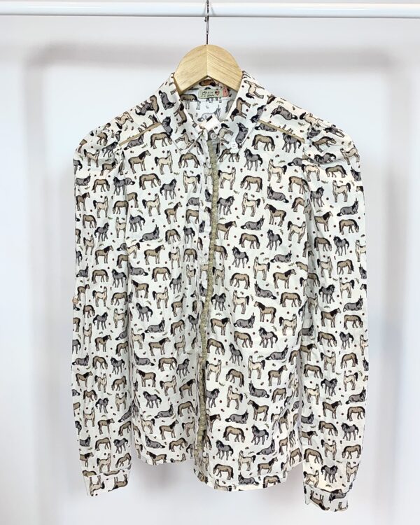 Camisa algodão estampa cavalos ANTIX - P - VENDIDO SIST OTO
