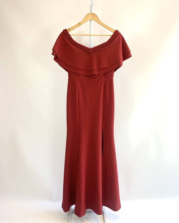 Vestido longo ombro a ombro marsala PARTY BRAND - M - VENDIDO SISTEMA OTO