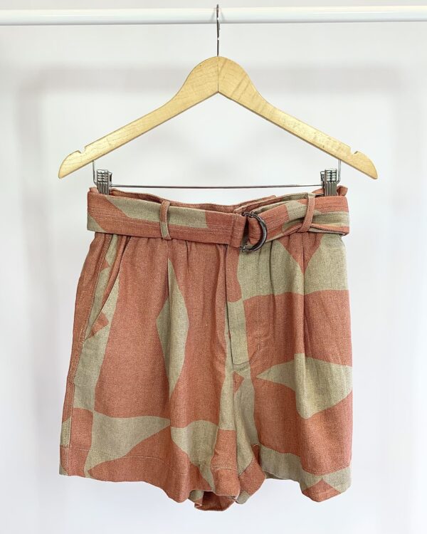 Short viscolinho clochard estampado rosê e bege ANIMALE - 40 - VENDIDO SISTEMA OTO