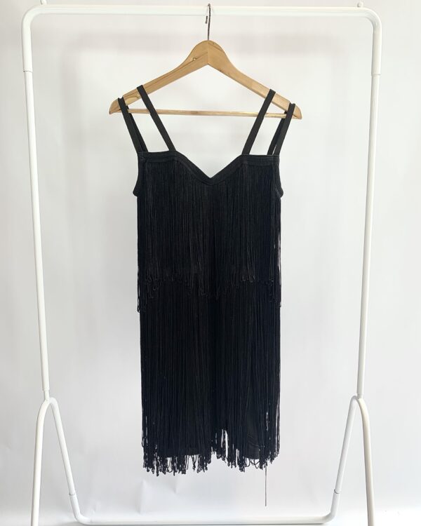 Vestido curto preto franjas LE LIS BLANC - M - VENDIDO SISTEMA OTO