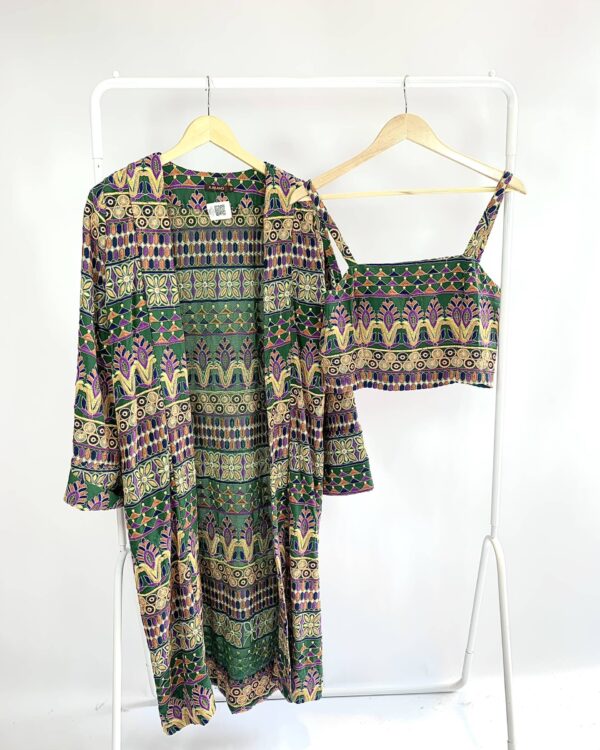 Conjunto colorido bordado kimono e top ABRAND - 40